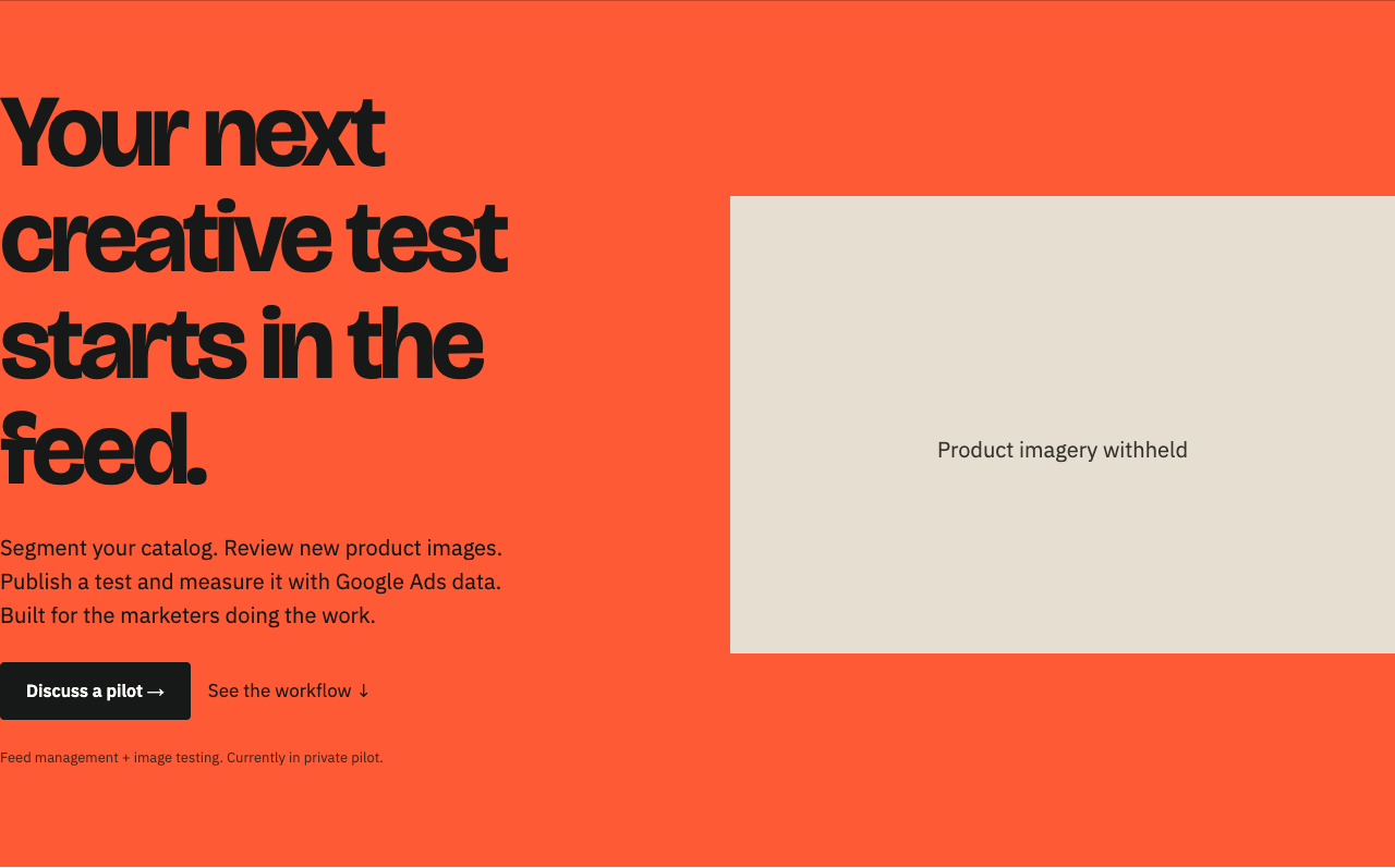 Third homepage concept: Your next creative test starts in the feed.