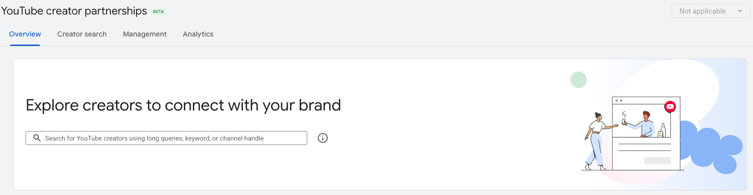 Google Ads YouTube Creator Partnerships overview and creator search.